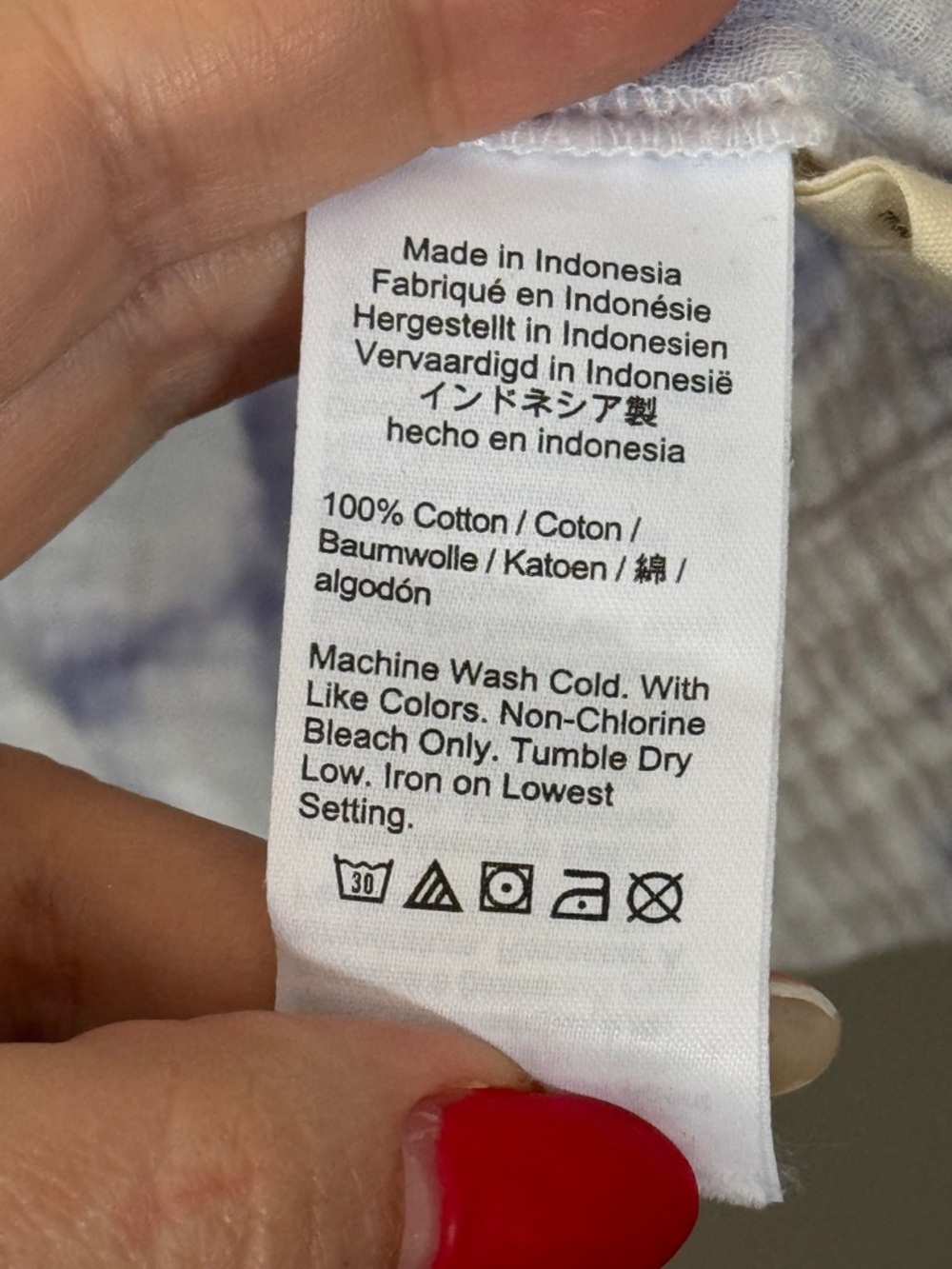 Madewell White Shirt with Light Blue Tie-Dye Accents - Picture 3 of 3